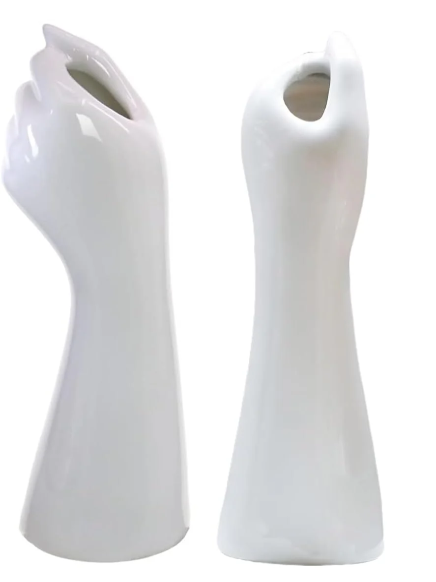 White Ceramic Vases Flower Vases Home Decor Cool Cute Small Hand Vase for Flowers Unique Modern Bathroom Living Room Rose Tulip Coffee Tables Centerpieces Decorative