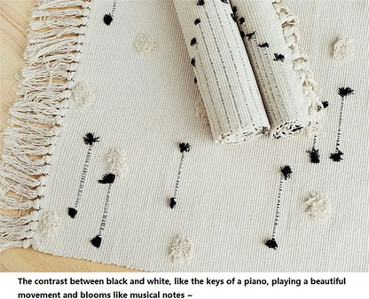 Boho Bathroom Rugs 2'X3' Cotton Hand Woven Area Rug with Tassels Cute Checkerboard Tufted Rug Farmhouse Throw Rug for Laundry Bedroom Living Room Entryway