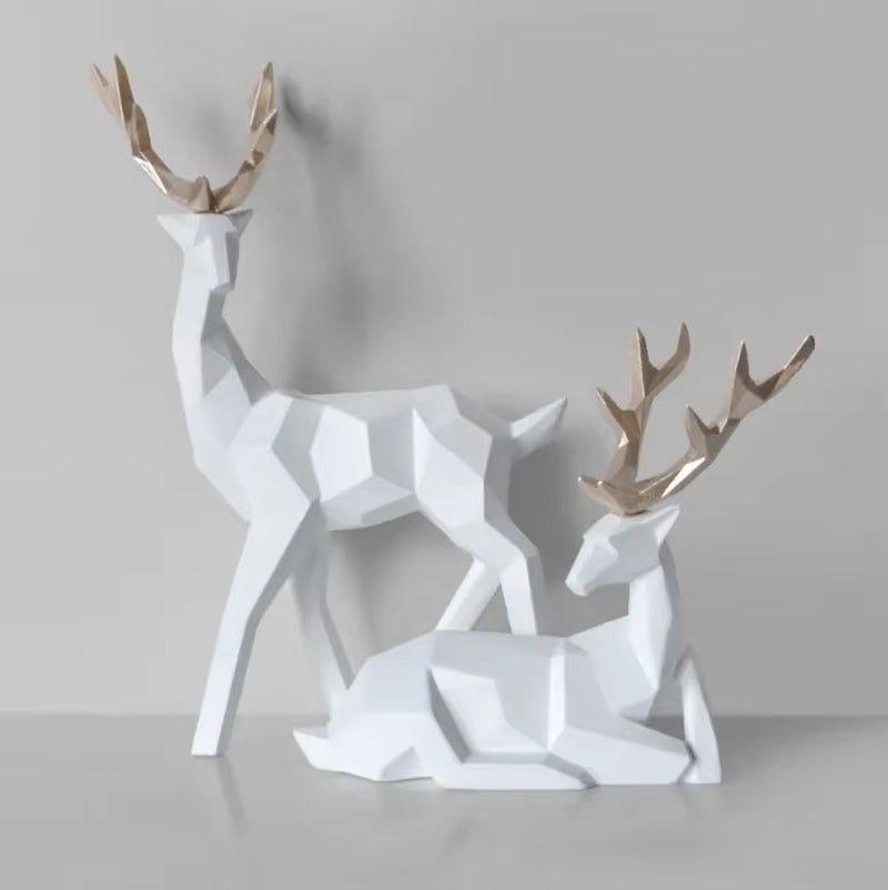 3D Solid Animal Sculpture Geometry Deer Statue Art Articles Living Room Table Decorations for Christmas Gift