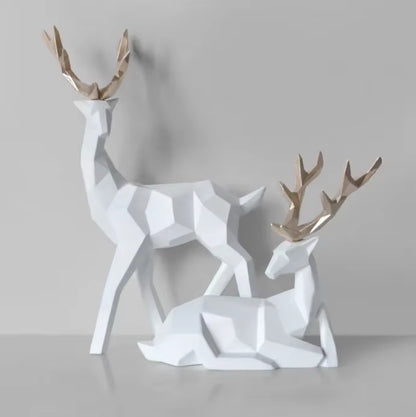 3D Solid Animal Sculpture Geometry Deer Statue Art Articles Living Room Table Decorations for Christmas Gift