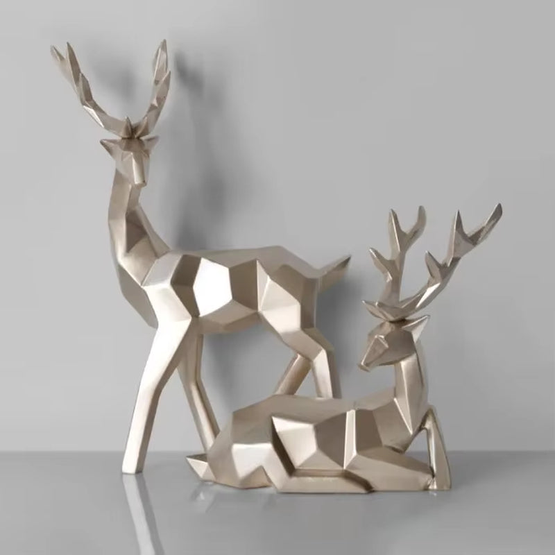 3D Solid Animal Sculpture Geometry Deer Statue Art Articles Living Room Table Decorations for Christmas Gift