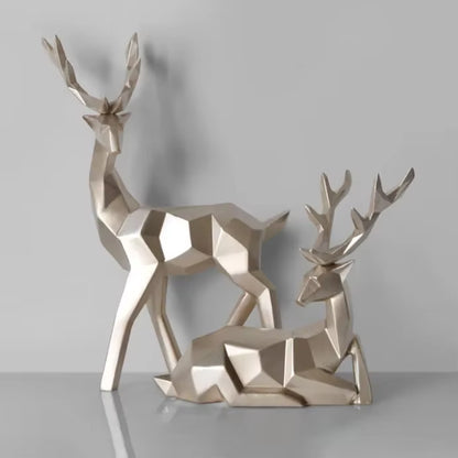 3D Solid Animal Sculpture Geometry Deer Statue Art Articles Living Room Table Decorations for Christmas Gift