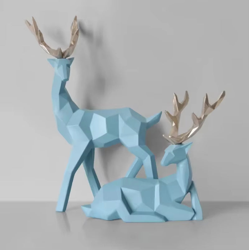 3D Solid Animal Sculpture Geometry Deer Statue Art Articles Living Room Table Decorations for Christmas Gift