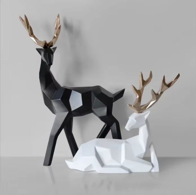 3D Solid Animal Sculpture Geometry Deer Statue Art Articles Living Room Table Decorations for Christmas Gift