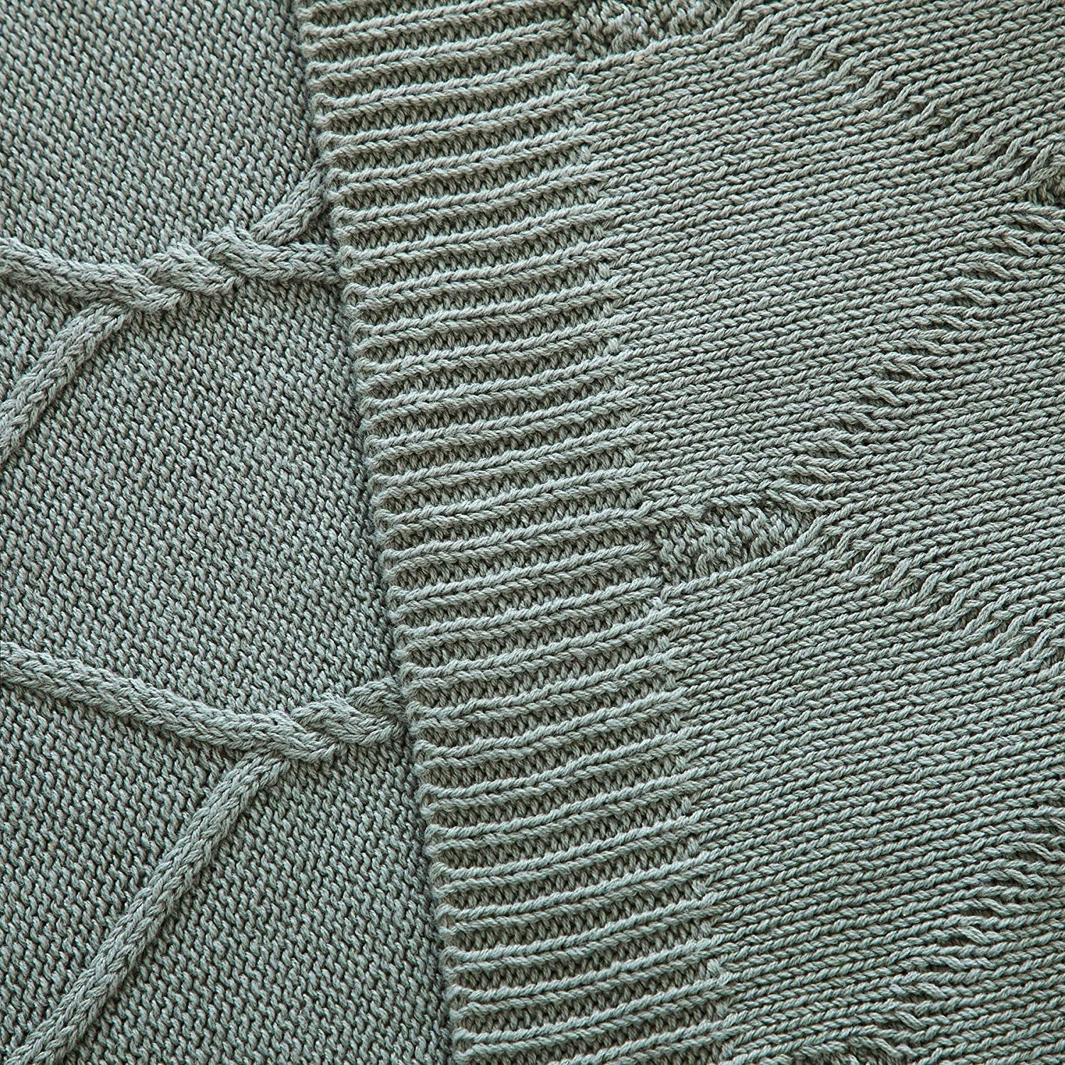 100% Cotton Sage Green Cable Knit Throw Blanket for Couch, Sofa with Bonus Laundering Bag for Couch Sofa Bed – Lightweight 50 X 63, Extra Cozy, Machine Washable, Home Décor